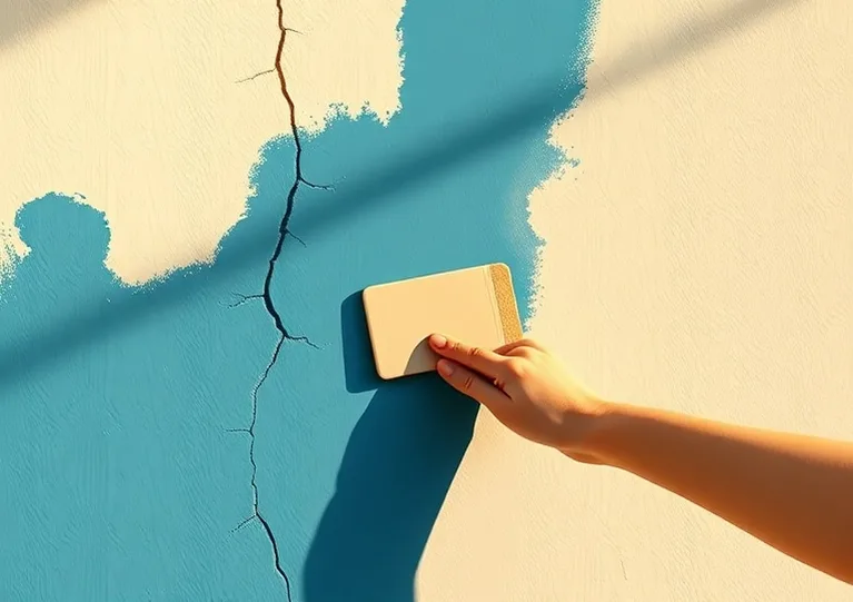 Ponçage et rebouchage des fissures avant mise en peinture