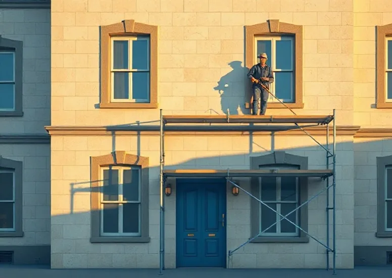 Ravalement de façade en pierre, nettoyage et application d'enduit